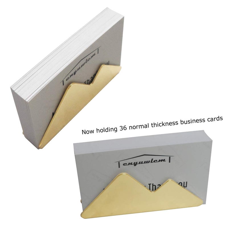 enyuwlcm Metal Business Card Holder for Desk Brass Business Card Stand for Office Tabletop Counter Organizer Gold 2 Pack - Image 5